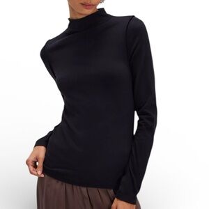 Bob Mackie Mock Turtleneck Black Long Sleeve Size 1X 55%Cotton/Modal/ 5%Spandex
